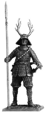 Самурай с копьём яри, 1600 год